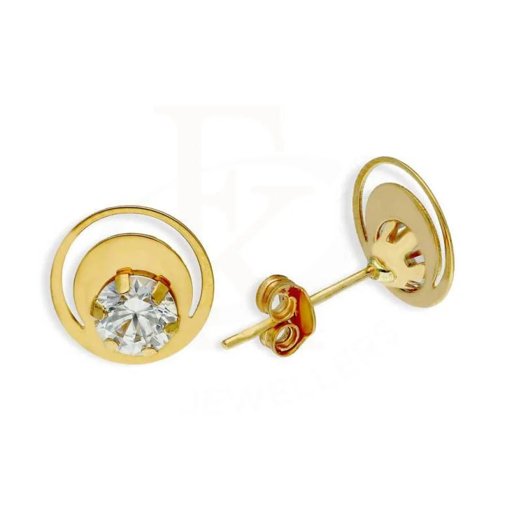 Persian tile earrings-Gold Solitaire Stud Earrings 18KT - FKJERN18K2760