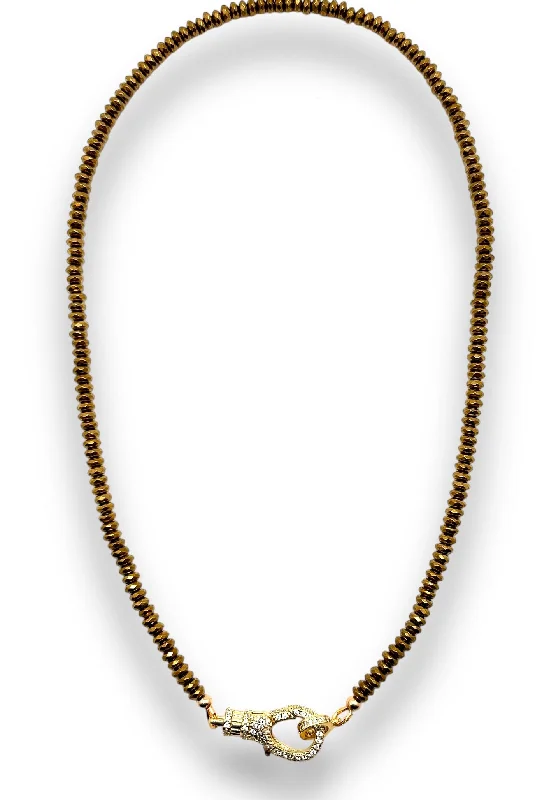 Off-center necklaces-Gold Hematite Necklace