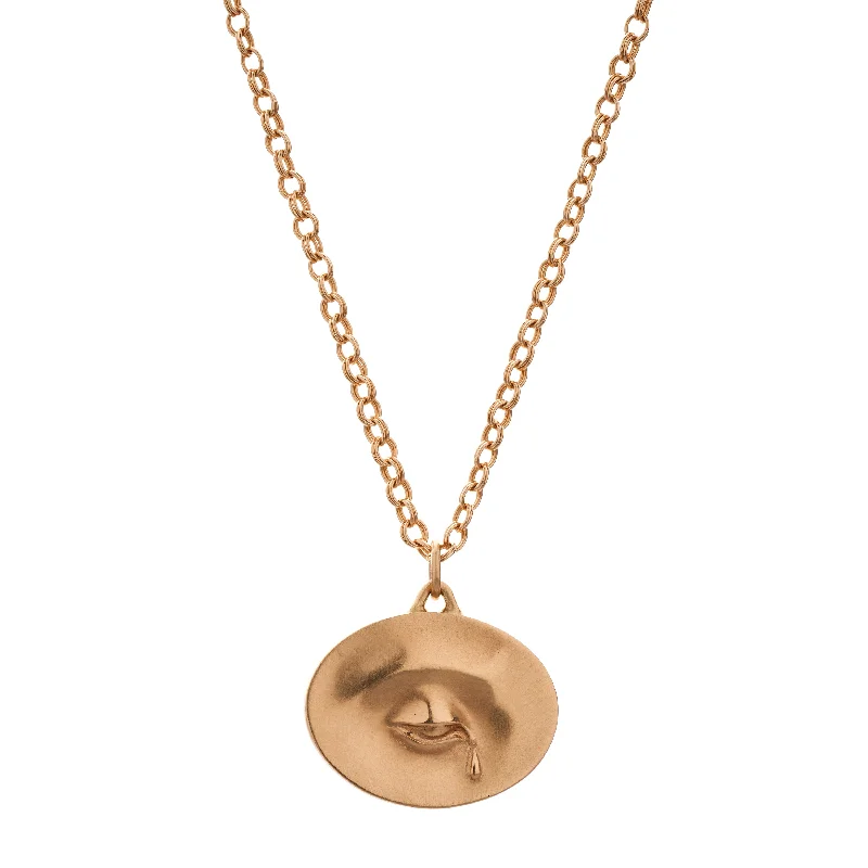 Dual-metal necklaces-Gabriella Kiss 14k Eye with Tear Token Necklace - 18"