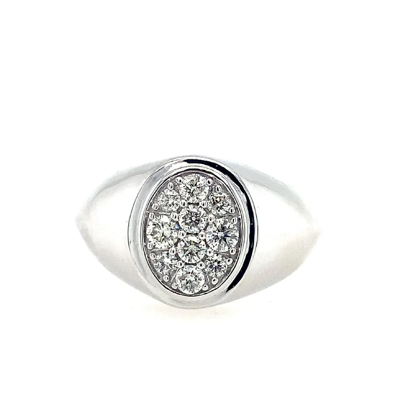 Linked design rings-White 14 Karat Cluster Men's Ring