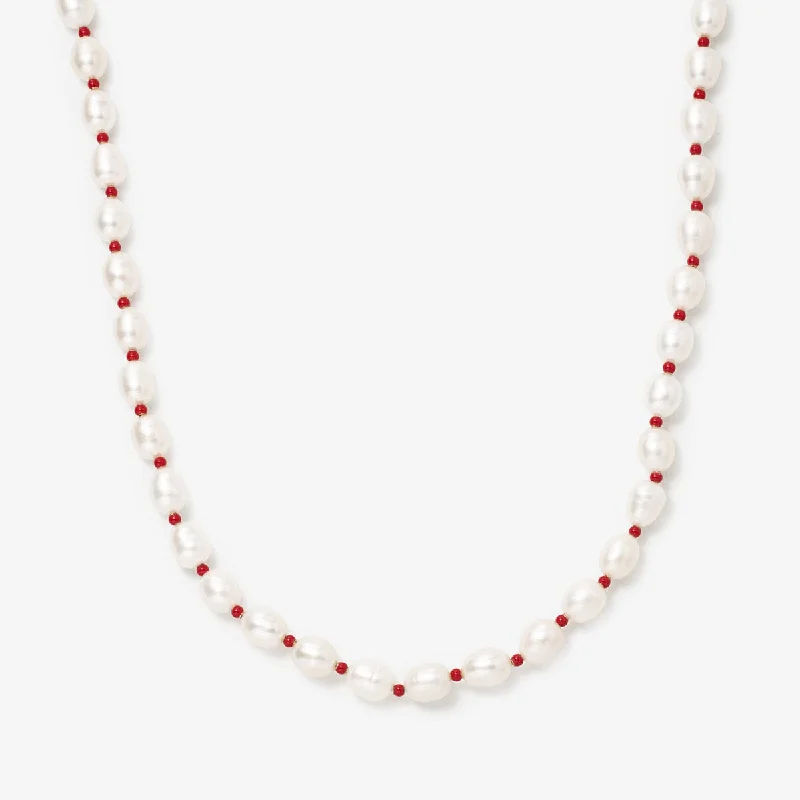 Vertical bar necklaces-Kurt lipstick pearl necklace