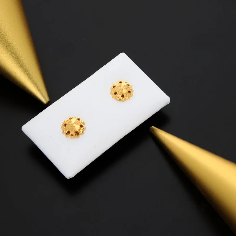 Planetary themed earrings-Gold Flower Shaped Earrings 21KT - FKJERN21KM9722