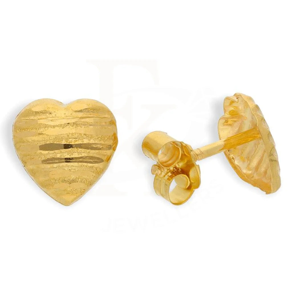 Bead cluster earrings-Gold Stud Heart Earrings 18KT - FKJERN1455