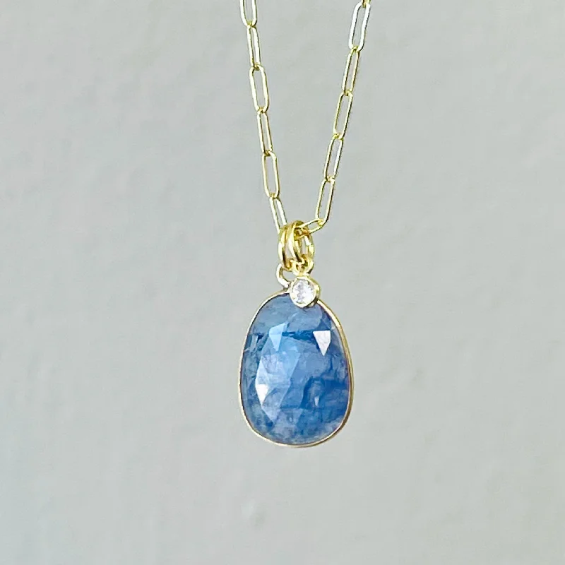 Soft shape necklaces-Tanzanite and white zircon Pendant