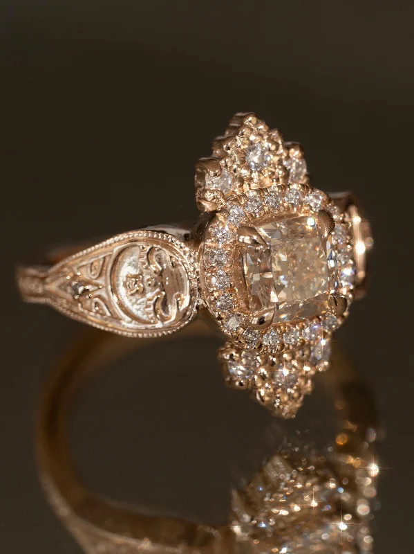 Planetary theme rings-(Contact us to order this ring) Artifact 07: The Dreamers in Champagne Diamond Engagment Ring