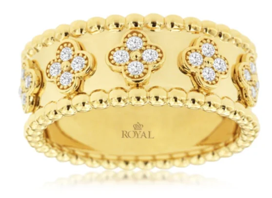 Detailed filigree rings-14 Karat Yellow Women's Diamond Fashion Ring