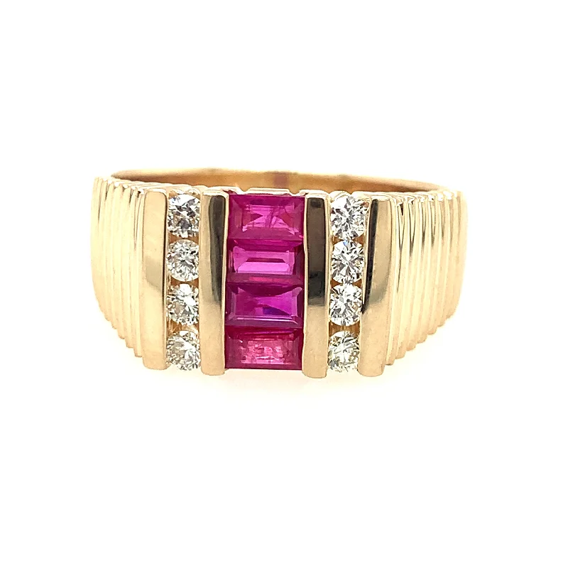 Dual-metal rings-14 Karat Yellow Men's Ring Men's Gemstone Ring