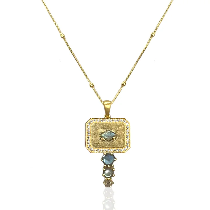 Box clasp necklaces-GOLD LABRADORITE DALIA NECKLACE