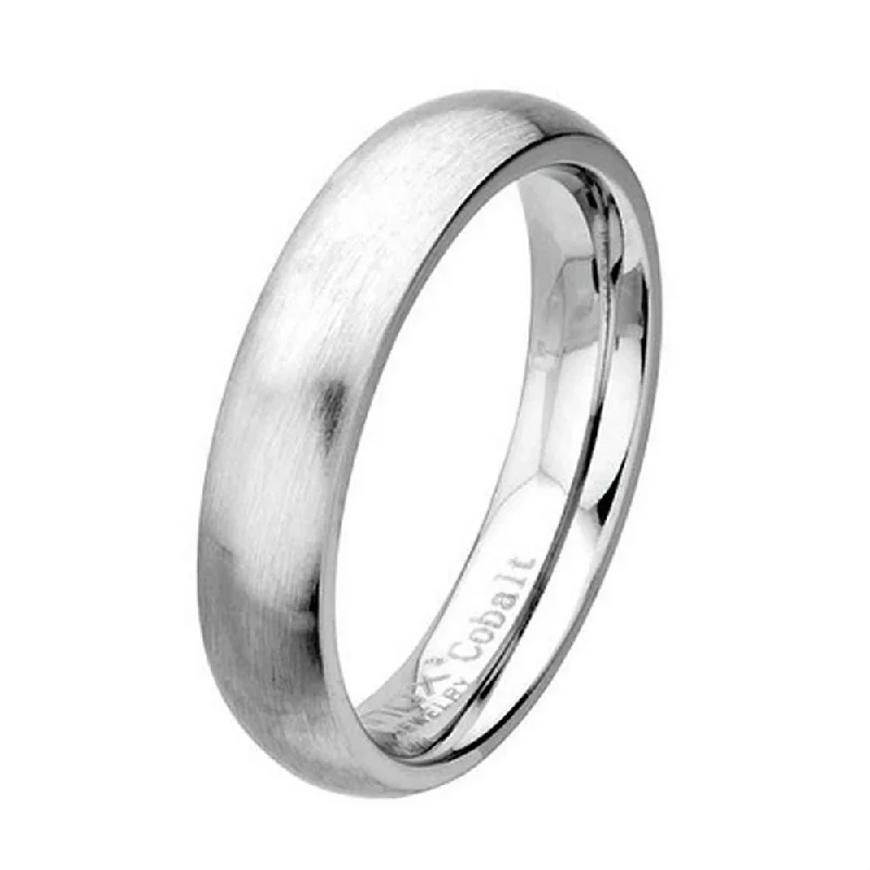 Linked band rings-Men's Cobalt Chrome Wedding Ring with Brushed and Polished | 5mm