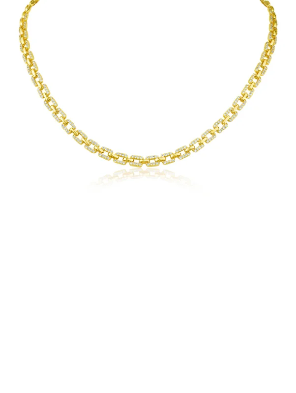 Linked knot necklaces-Pave CZ Link Necklace