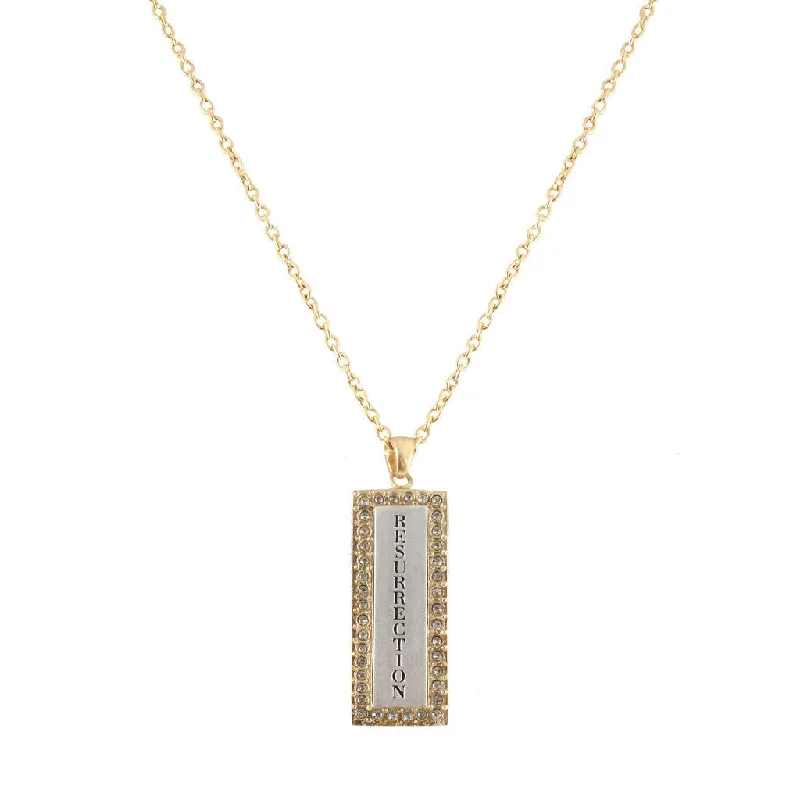 Vibrant enamel necklaces-GOLD PAVE CRYSTAL RESURRECTION NECKLACE