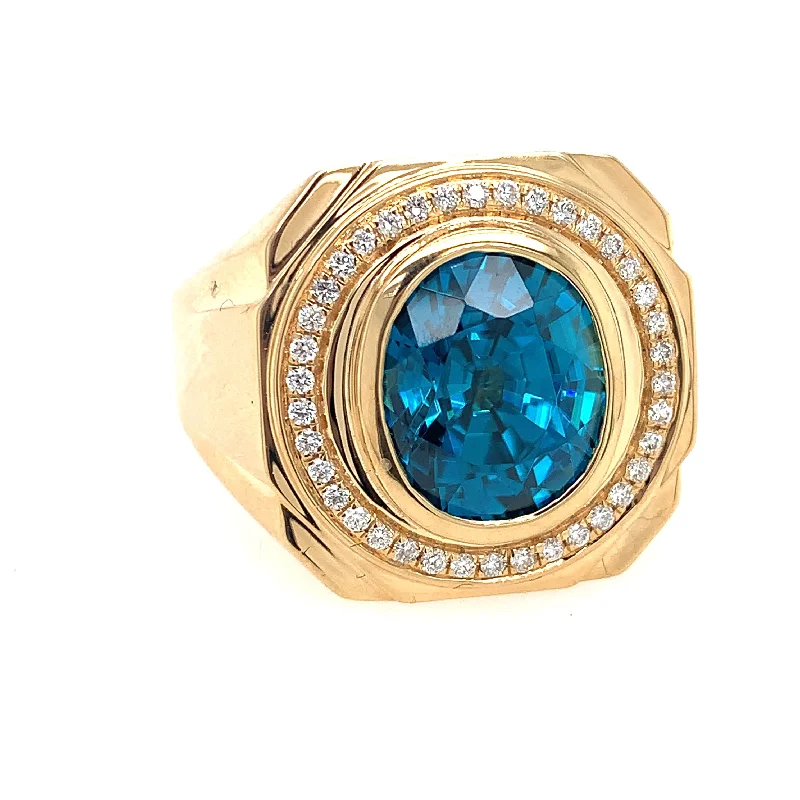 Regency style rings-14 Karat Yellow Men's Gemstone Ring