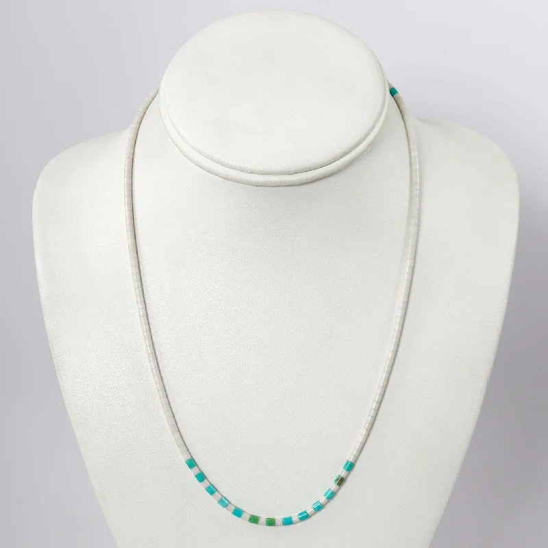 Antique clasp necklaces-Marble and Turquoise Necklace