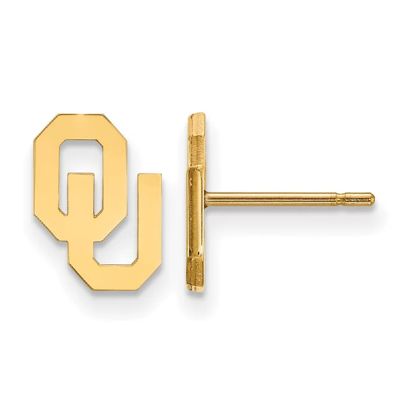 Vibrant enamel earrings-10k Yellow Gold University of Oklahoma XS (Tiny) Post Earrings