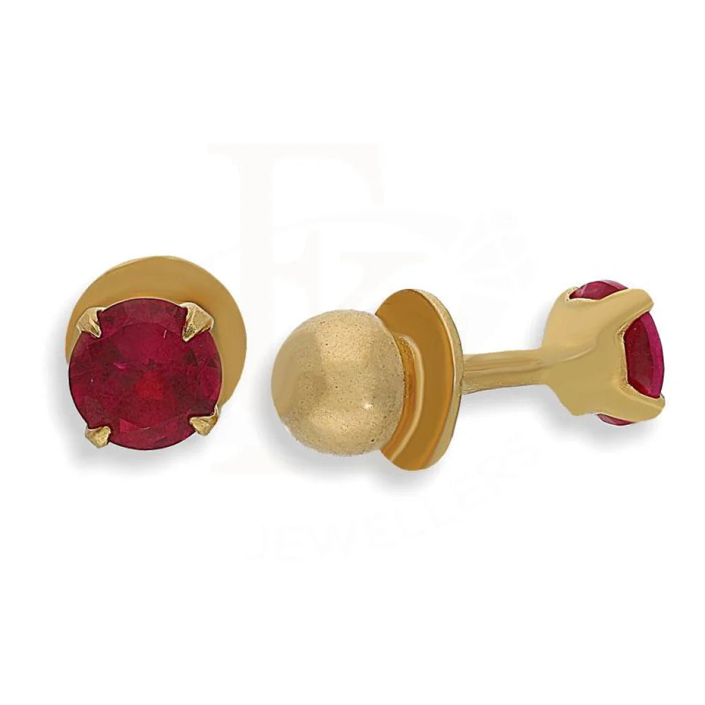 Vivid bead earrings-Gold Red Solitaire Earrings 22KT - FKJERN22K1900