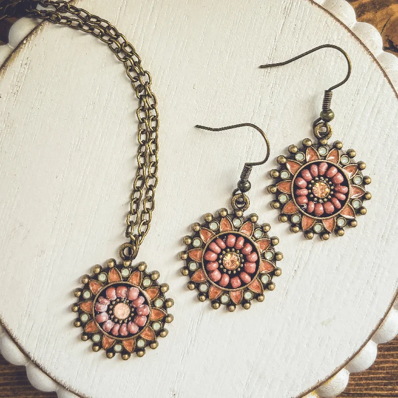 Clean-line necklaces-Beautiful Boho Necklace and Earring Set