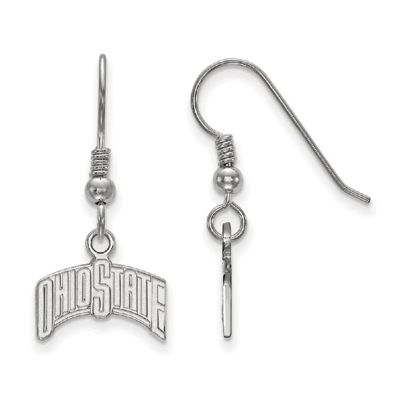 Wicker style earrings-Sterling Silver Ohio State University Small Logo Dangle Earrings