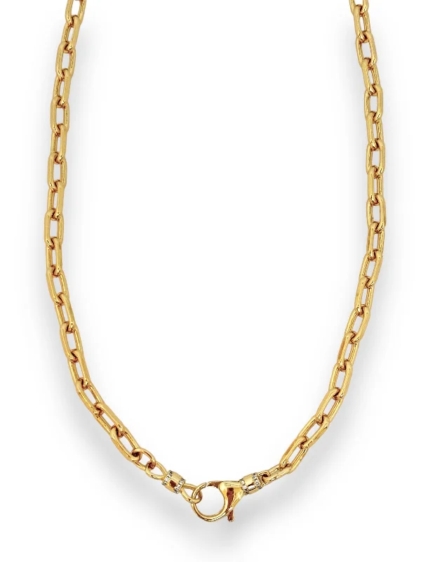 Brushed gold necklaces-Large Paperclip Chain