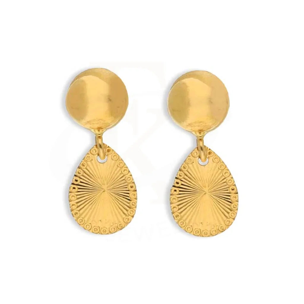 Glazed clay earrings-Gold Pear Shaped Drop Earrings 21KT - FKJERN21K3081