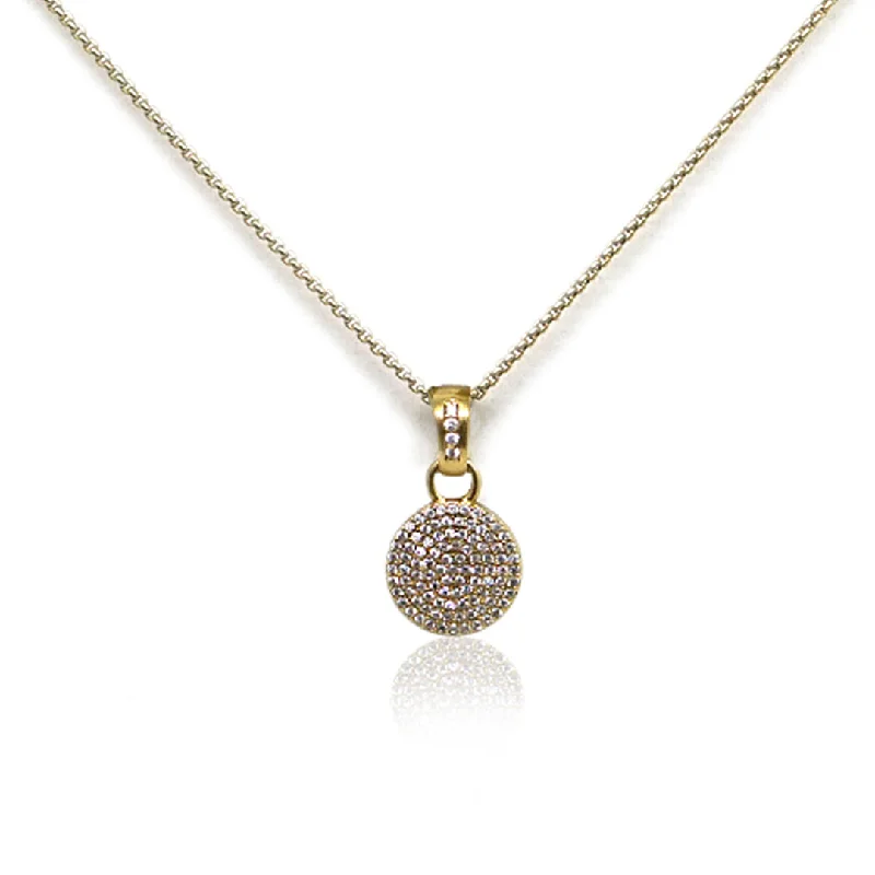 Rope weave necklaces-GOLD PAVE DISC NECKLACE