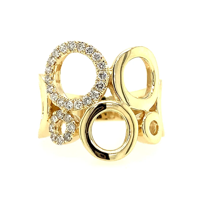 Wicker style rings-14 Karat Yellow Women's Diamond Fashion Ring