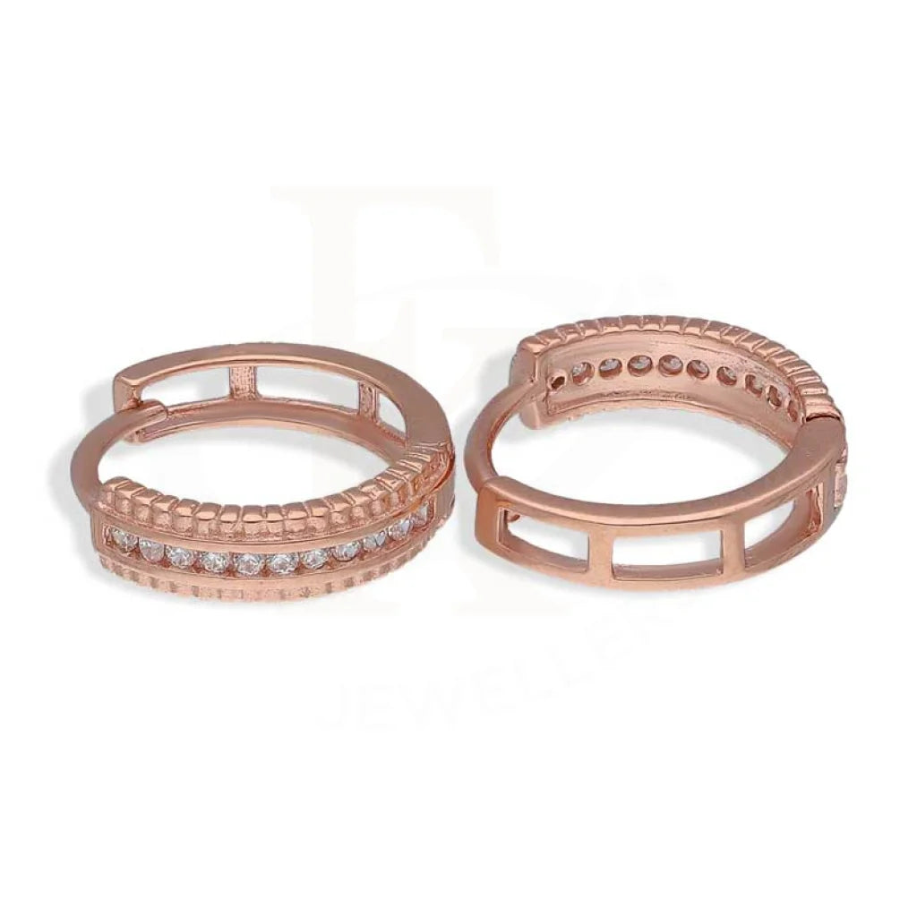 Slim hoop earrings-Sterling Silver 925 Rose Gold Plated Clip On Hoop Earrings - FKJERNSL2869