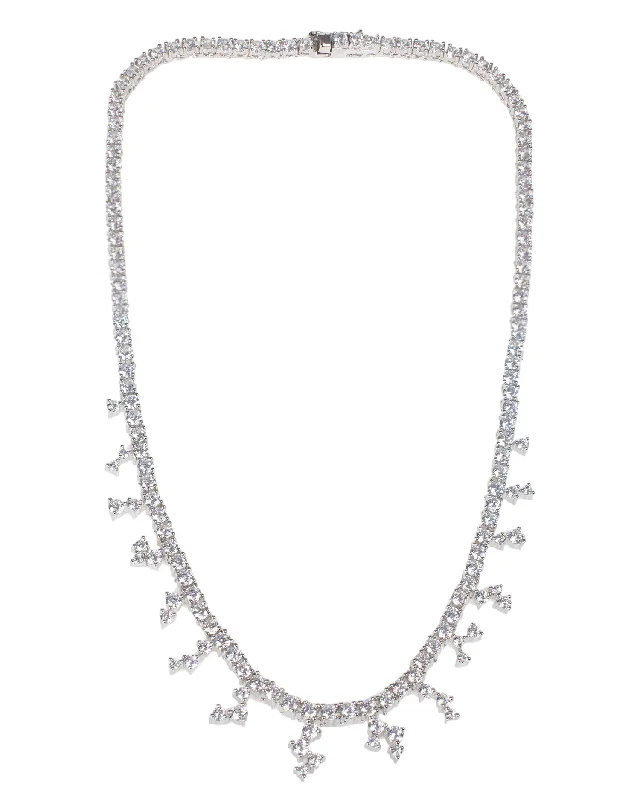 Glossy finish necklaces-CZ Necklace with Drops