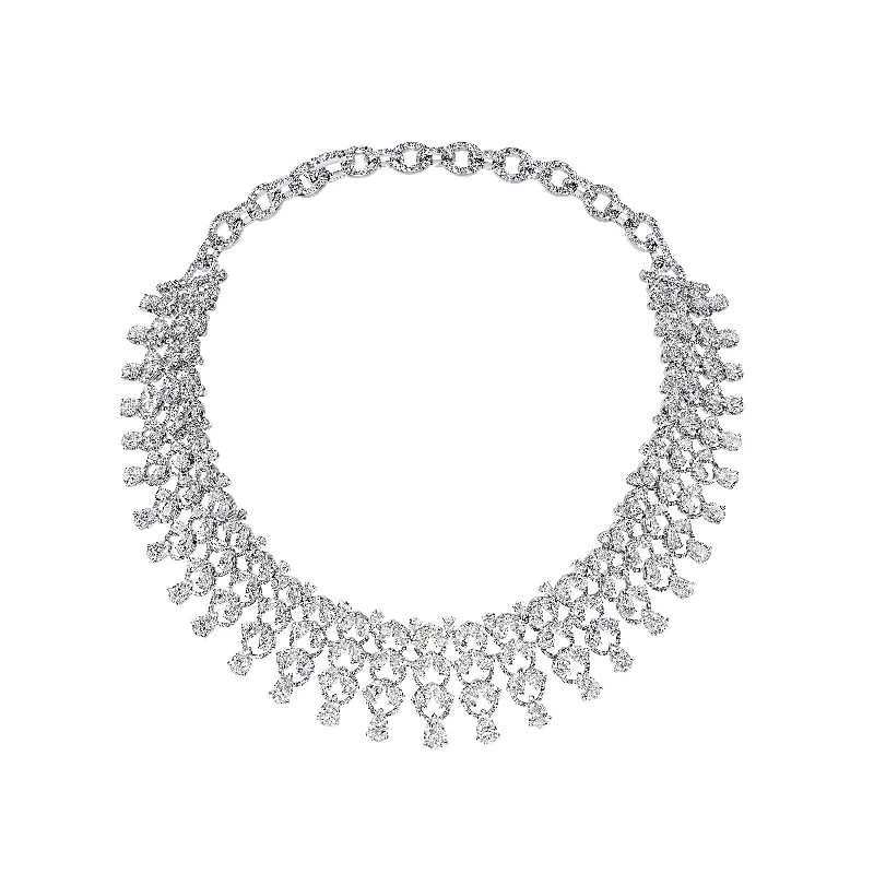 Coiled wire necklaces-'The Carmen' Assorted Pear Diamond Necklace, 55 CT