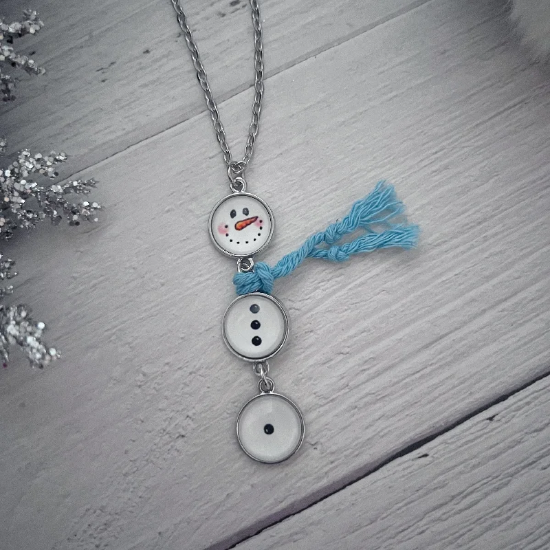 Clean-line necklaces-Frosty Snow Buddy Necklace