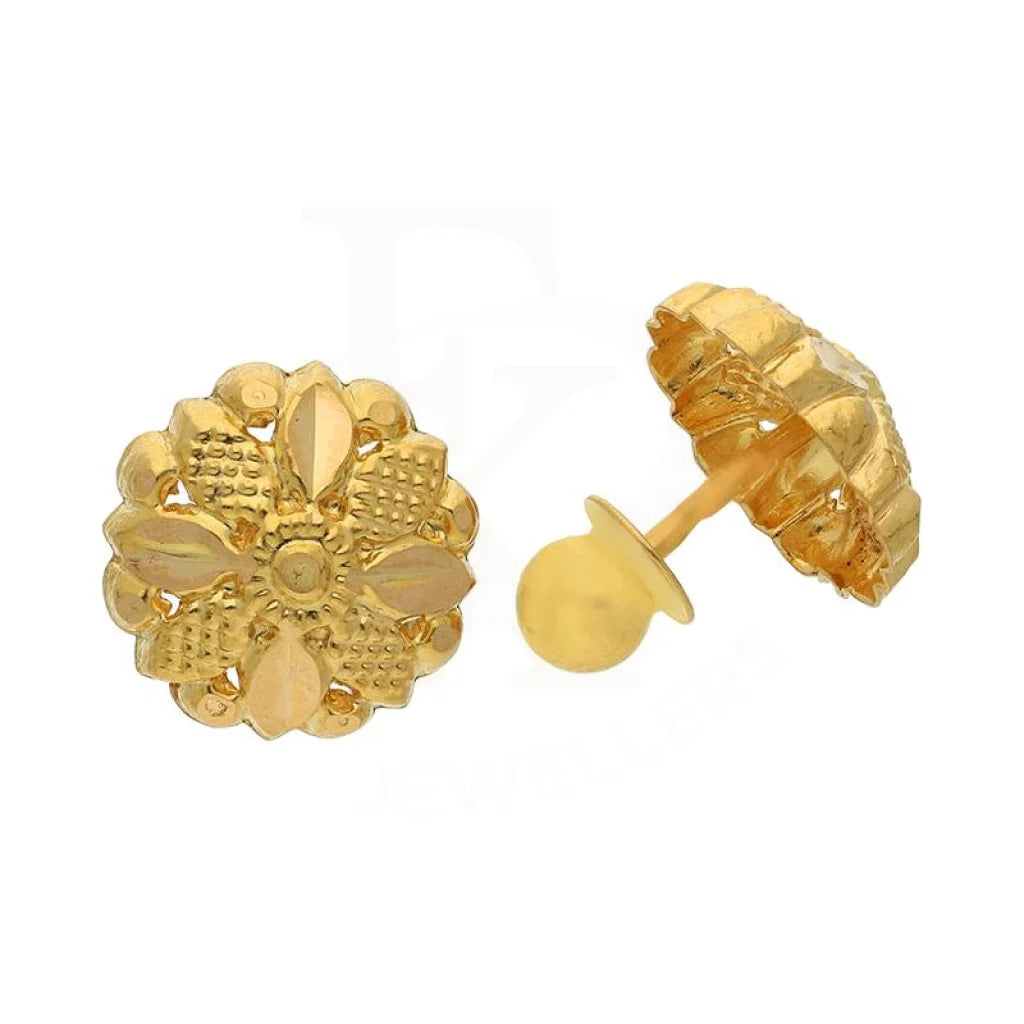 Gem cluster earrings-Gold Flower Stud Earrings 21KT - FKJERN21K2427