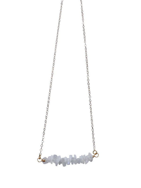 Cultured pearl necklaces-White Smoke Beaded Bar Necklace