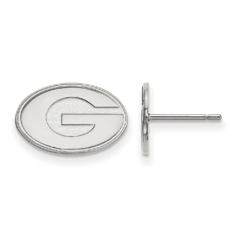 Tidal motif earrings-14k White Gold University of Georgia XS (Tiny) 'G' Post Earrings