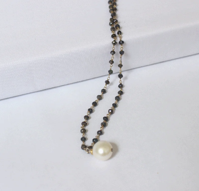 Fine cord necklaces-Spinel & Freshwater Pearl Necklace