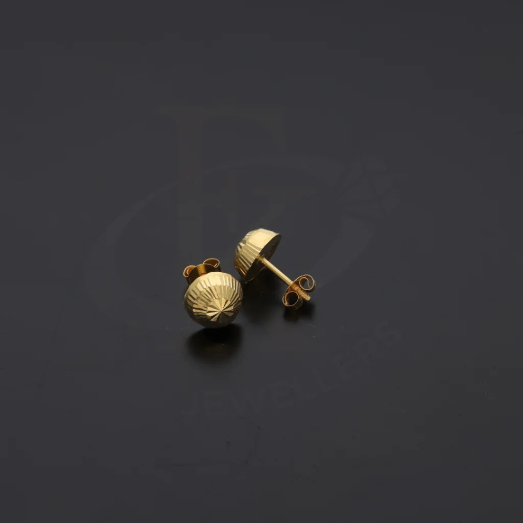 Shimmering stone earrings-Gold Classic Round Stud Earrings 18KT - FKJERN18K8175