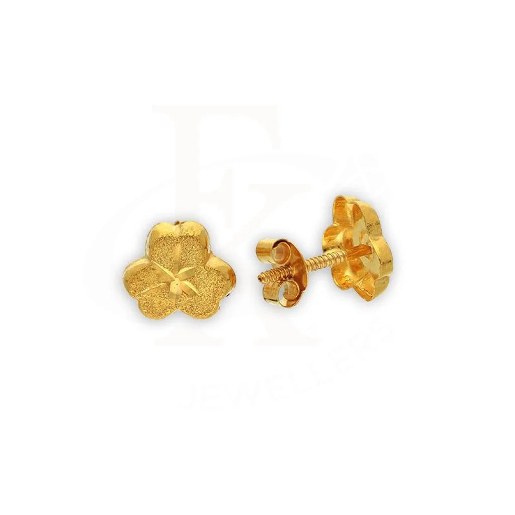 Tiger eye earrings-Gold Flower Shaped Stud Earrings 18KT - FKJERN18K2303