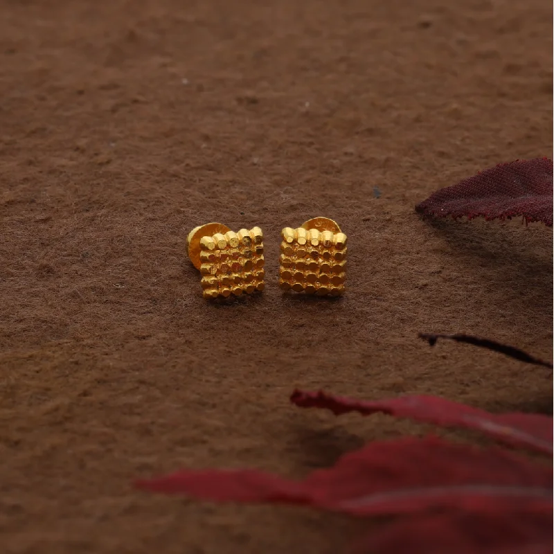 Old coin earrings-Gold Stud Square Shaped Earrings 22KT - FKJERN22K9071