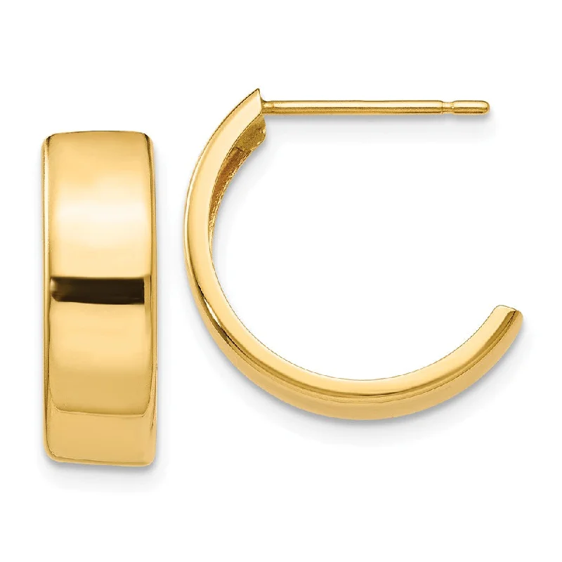 Glazed clay earrings-5.5mm x 16mm Polished 14k Yellow Gold J-Hoop Earrings