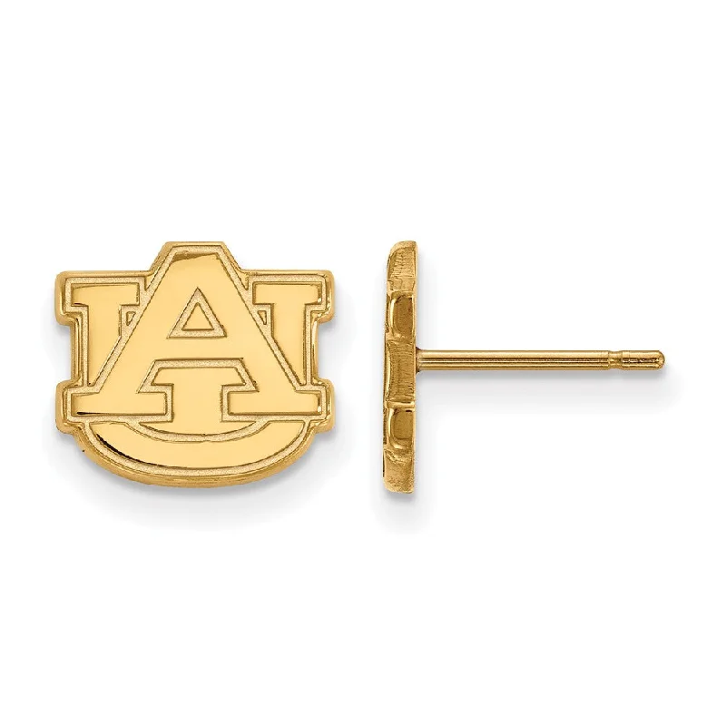 Brushed silver earrings-10k Yellow Gold Auburn University XS (Tiny) 'AU' Post Earrings