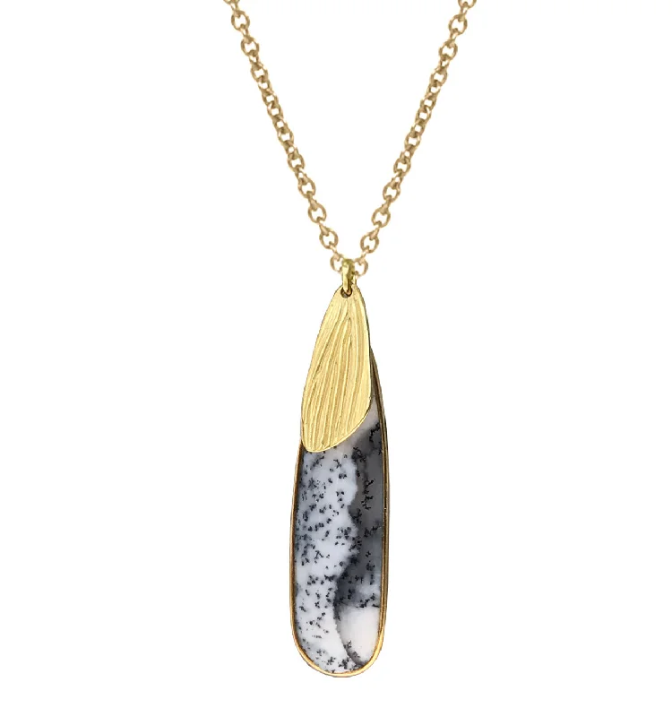 Smoky quartz necklaces-Reed Teardrop Stone Pendant