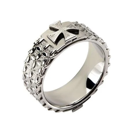 Box band rings-Stainless Steel Detailed Cross Ring-8mm