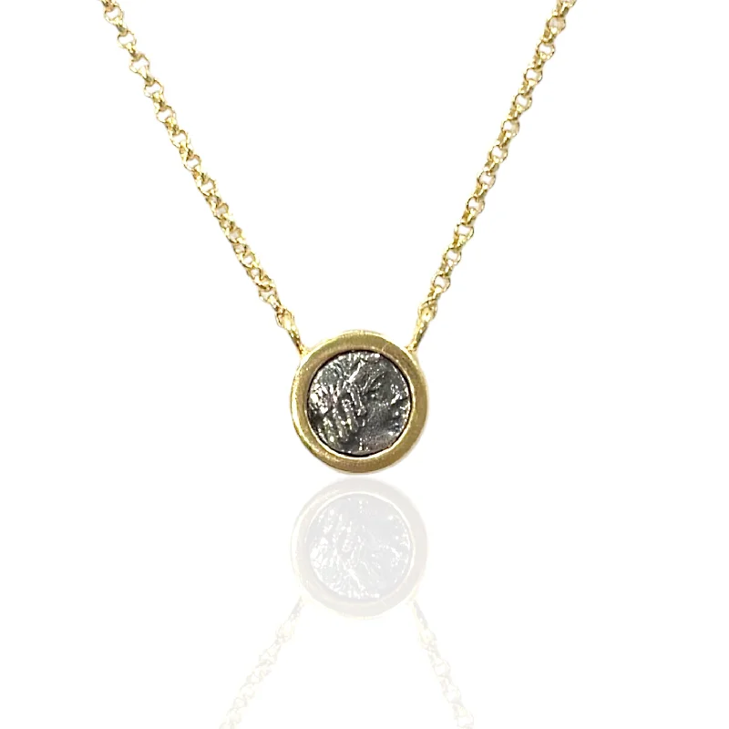 Clean-line necklaces-GOLD FLORA COIN NECKLACE