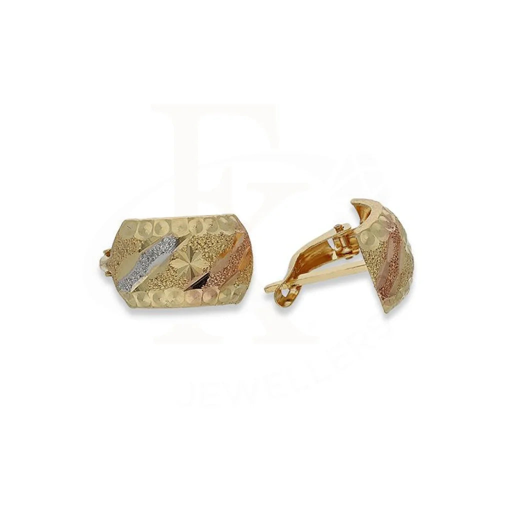 Square stud earrings-Gold Tri-Tone Clip Earrings 18KT - FKJERN18K2255