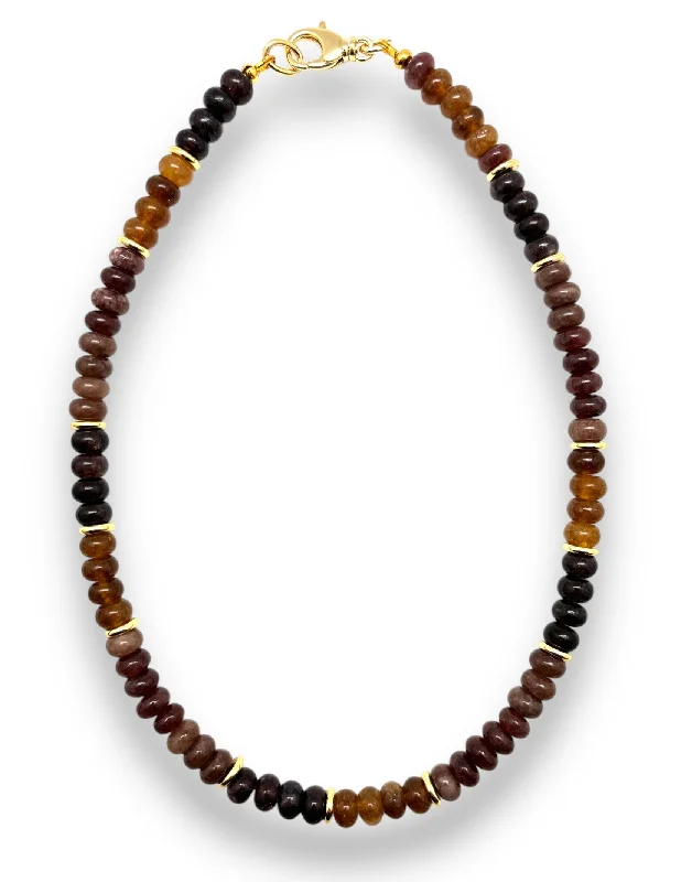 Persian style necklaces-Brown Multi Jade Necklace