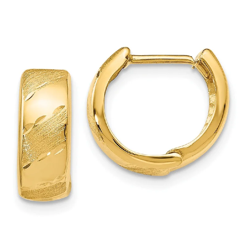 Charm eye earrings-5mm Polished & Satin Hinged Hoops in 14k Yellow Gold, 13mm (1/2 Inch)