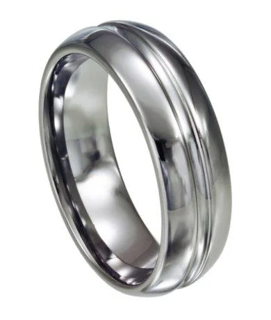 Broad gold rings-Tungsten Ring with Center Groove -8mm