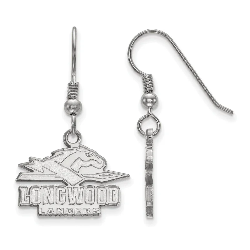 Braided bead earrings-Sterling Silver Longwood University Small Dangle Earrings