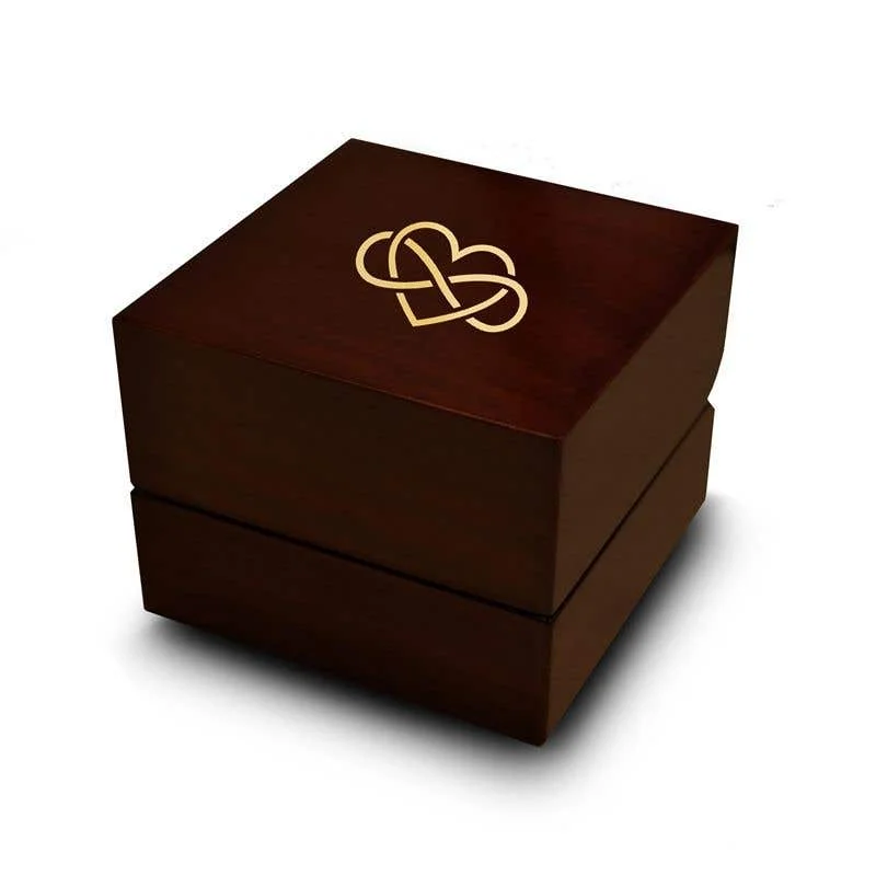 Sculpted band rings-Heart and Infinity Symbol Engraved Wood Ring Box Chocolate Dark Wood Personalized Wooden Wedding Ring Box