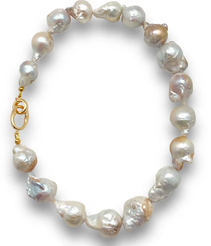 Linked chain necklaces-Large Baroque Pearl Necklace