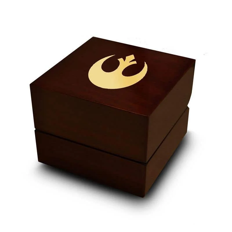 Thick stone rings-Rebel Alliance Star Wars Symbol Engraved Wood Ring Box Chocolate Dark Wood Personalized Wooden Wedding Ring Box