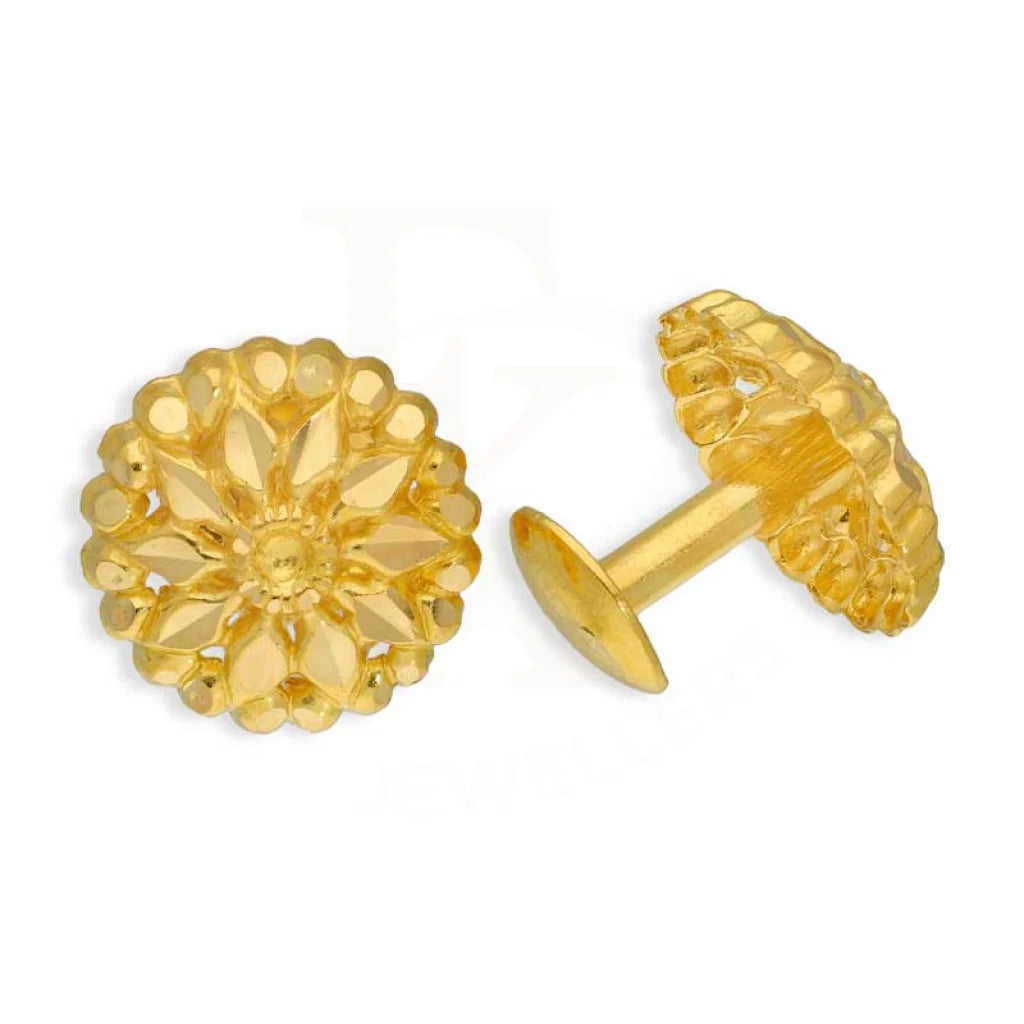 Linked loop earrings-Gold Flower Stud Earrings 22KT - FKJERN22K2745